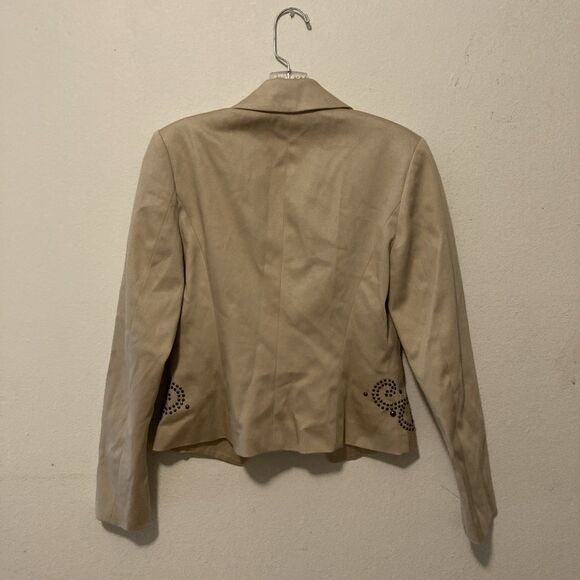 CACHE tan studded scroll pattern eye hook long sleeve jacket 0 - Picture 6 of 9